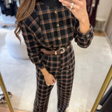 Macacão Xadrez Bibury com Botões Frontais | Violeta