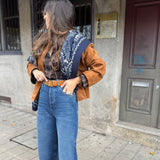 Blusão em Camurça Camel com Manga Kimono Violetta | SEMICOUTURE
