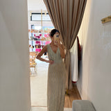 Vestido longo Nenette em malha dourado