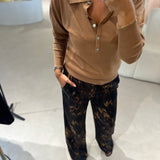 Camisola Polo em Malha Camel | ottod'ame