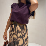 T-shirt em Algodão Bordeaux com Ombroreiras Pio | ba&sh