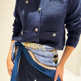 Cardigan em Mistura de Alpaca e Lã Azul Marinho com Fio Lurex | Liu Jo