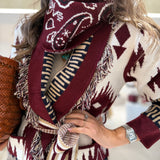 Bandana Triangular Malha com Caxemira Bordeaux | VIOLETA