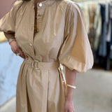 Vestido midi LIU JO em popelina bege