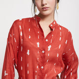 Camiseiro fluído Ottod'ame eme linho vermelho