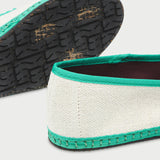 Alpargatas Cosette Slipper de lino blanco y turquesa