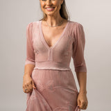 Vestido midi Cecilia Prado em malha tricotada rosa