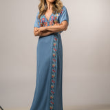 Vestido longo Cecilia Prado em malha tricotada azul