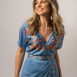 Vestido longo Cecilia Prado em malha tricotada azul
