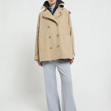 Trench Coat Curto Bege com Colete  | ottod'ame
