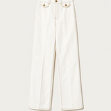 Calças de Ganga Branco Baunilha de Perna Reta em Bull Denim | TWINSET