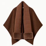 Poncho Castanho Escuro Suave com Cachecol Acolchoado | TWINSET
