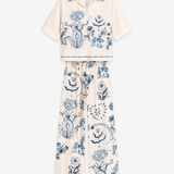 Conjunto Camisa Bege e Calças Azuis Estampado Delft | SCOTCH & SODA x ROYAL DELFT
