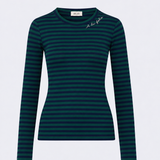 Camisola Verde e Azul às Riscas com Bordado | LIU JO