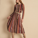 Saia Carla Colorida Midi em Tricot com Riscas | CECILIA PRADO