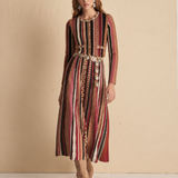 Saia Carla Colorida Midi em Tricot com Riscas | CECILIA PRADO