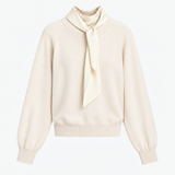 Camisola Kathi Ecru em Lã com Lenço Enversatin | SEMICOUTURE