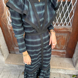 Vestido Midi Verde Ávila com Folho Rendado | Violeta