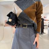 Camisola Oversized em Mistura de Alpaca Cinza e Camel Gaston | SEMICOUTURE