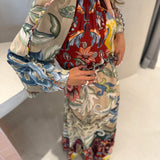 Vestido Lunar Boho Multicolor Maxi de Manga Comprida | FARM RIO
