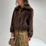 Bomber Castanho em Pêlo Sintético Tricotado | Liu Jo