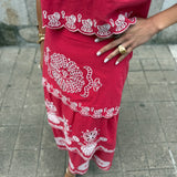 Conjunto Bordado Cereja com Detalhes em Coral | VIOLETA
