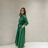 Vestido camiseiro midi LIU JO em popelina verde