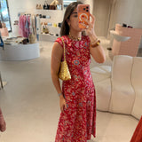 Vestido Midi Floral  em Vermelho | Violeta Store