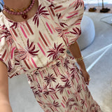 Conjunto Blusa e Saia Tropical Palmeiras Ecru | Violeta Store
