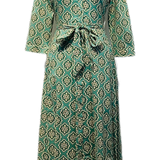 Vestido camiseiro midi com padrão verde