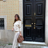 Camisola de malha bege SEMICOUTURE com decote barco