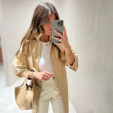 Carteira bucket bag em pele bege
