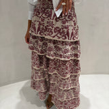 Saia Naomi Bege Midi em Tricot Jacquard | CECILIA PRADO