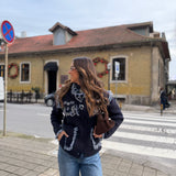 Casaco de Malha Azul Marinho com Franjas | VIOLETA