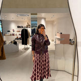 Casaco em Pele Sintética Bordeaux com Botões | TWINSET