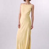 Vestido Longo Acetinado Amarelo com Detalhe Corrente | LIU JO