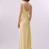 Vestido Longo Acetinado Amarelo com Detalhe Corrente | LIU JO