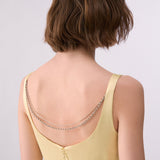 Vestido Longo Acetinado Amarelo com Detalhe Corrente | LIU JO