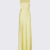 Vestido Longo Acetinado Amarelo com Detalhe Corrente | LIU JO