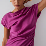 Vestido Longo Acetinado em Lilás | LIU JO