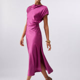 Vestido Longo Acetinado em Lilás | LIU JO