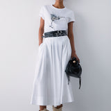 Saia Midi em Popelina Branco | LIU JO