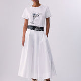 Saia Midi em Popelina Branco | LIU JO