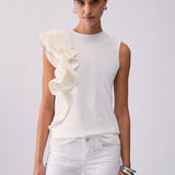 Top com Detalhe em Tafetá Branco | LIU JO