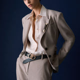 Blazer com Fivelas nas Costas Bege | LIUJO