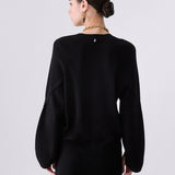 Camisola Preta com Decote em V e Aberturas Laterais | LIU JO