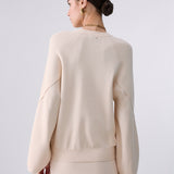 Camisola Creme com Decote em V e Aberturas Laterais | LIU JO