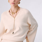 Camisola Creme com Decote em V e Aberturas Laterais | LIU JO