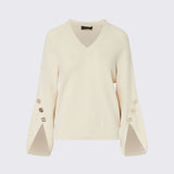 Camisola Creme com Decote em V e Aberturas Laterais | LIU JO