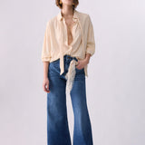 Jeans Flare de Cintura Alta com Bandana em Renda | LIUJO